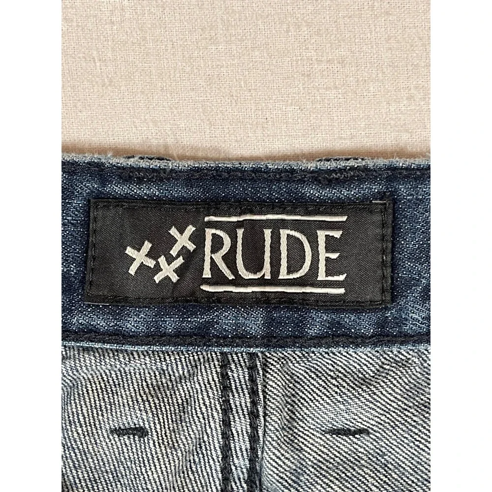 Rude XXX Mens Slim Straight Leg Jeans Medium Wash Blue Denim 32x32